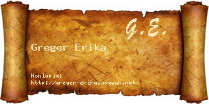 Greger Erika névjegykártya